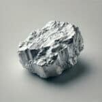 A close-up, detailed image of a raw, unprocessed piece of Lanthanum in its natural, metallic state. The Lanthanum displays a soft, silvery-white color