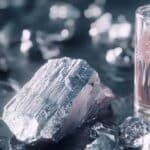 A close-up, detailed image, of a raw, unprocessed, Erbium