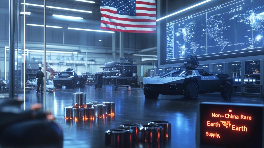 Here's an SEO-friendly, concise alt text and title for WordPress: Title: "US Rare Earth Mineral Defense Supply Chain Security" Alt Text: "Advanced military facility processing rare earth minerals with strategic defense technology, highlighting US national security and mineral independence" This version: - Captures key elements of the image - Uses relevant keywords - Stays under recommended alt text length - Provides clear description for accessibility - Implies the geopolitical and technological context - Optimized for search and screen readers Would you like me to elaborate on any aspect of the alt text generation?