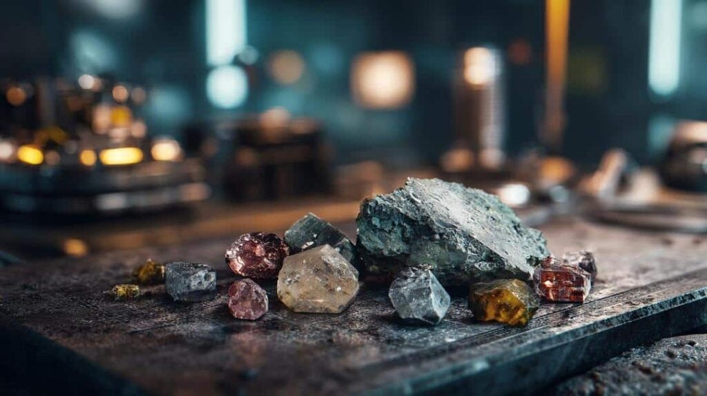 pile of rocks sitting on top of a wooden table, how to invest in rare earth elements