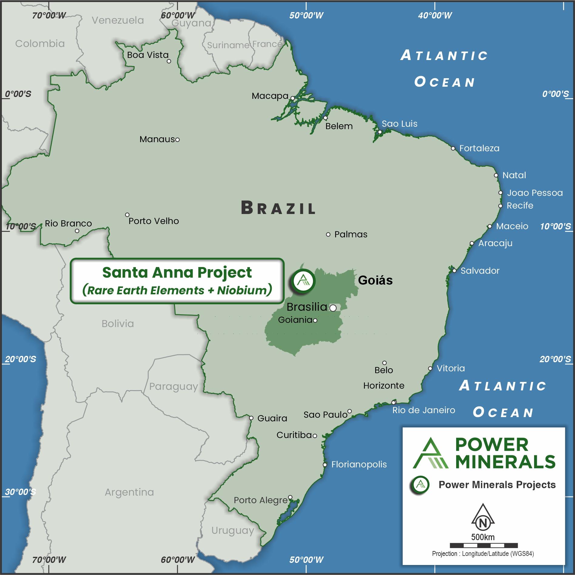 map of south america showing the location of the niobium project