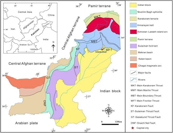 map of the region of Afghanistan and Pakistan REE geochemical map