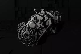 black and white photo of a Renault E7A electric motor car engine
