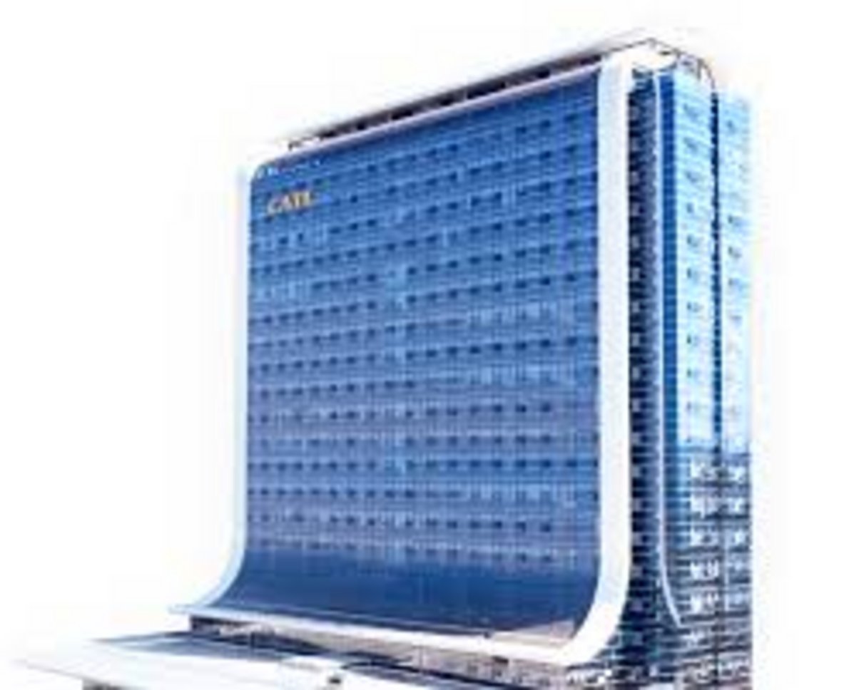 CATL Contemporary Amperex Technology Co Limited corporate headquarters building with curved blue glass curtain wall facade in
