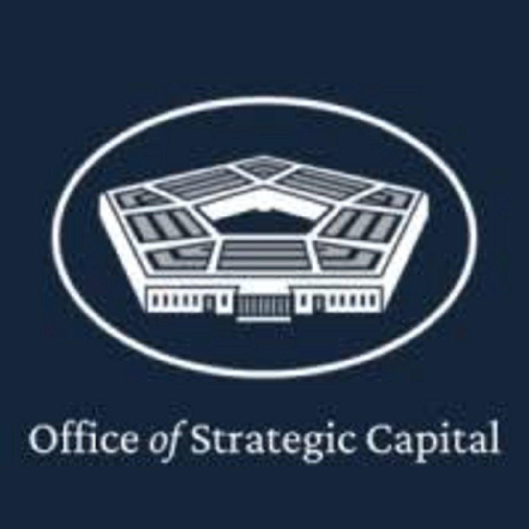 Official seal of the Pentagon Office of Strategic Capital featuring white oval border and Pentagon building illustration on n