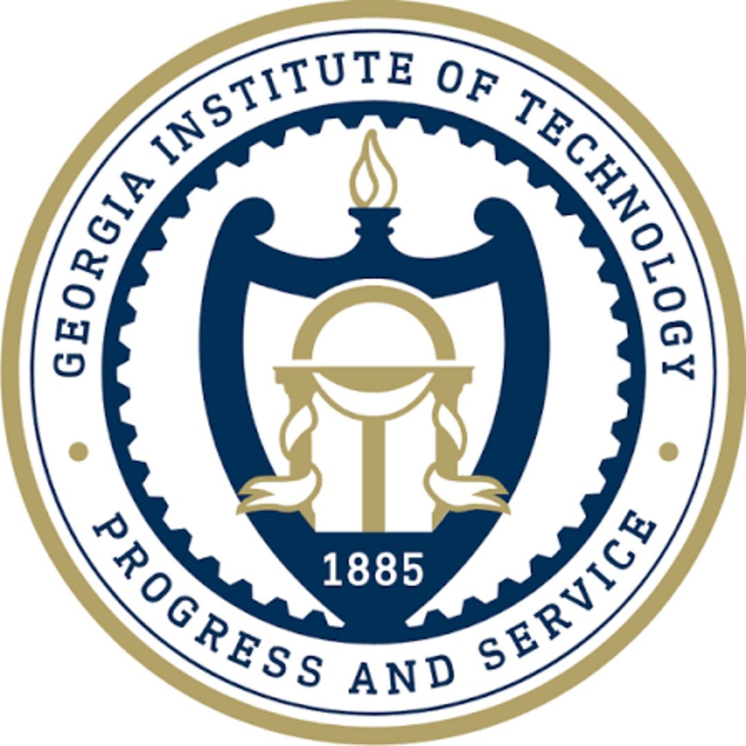 Georgia Institute of Technology official university seal featuring torch, shield, gear border, motto Progress and Service, fo