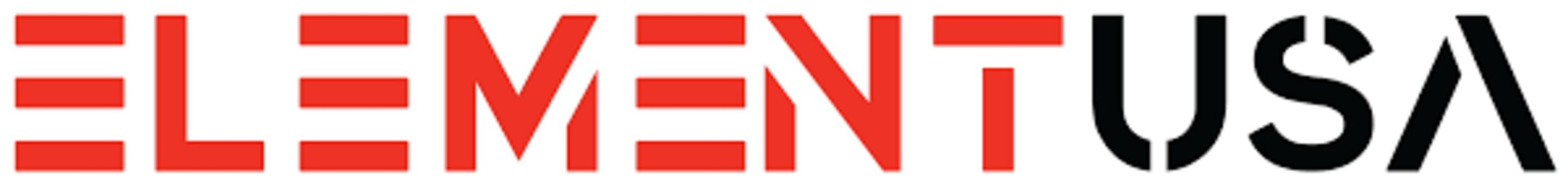 Element USA company logo with ELEMENT in red stencil bold font and USA in black stencil bold font on white background