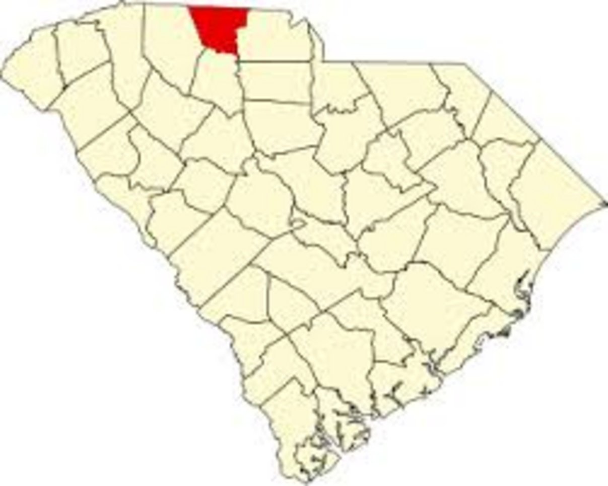 York County highlighted in red on a beige outline map of South Carolina's 46 counties, located in the northern border region