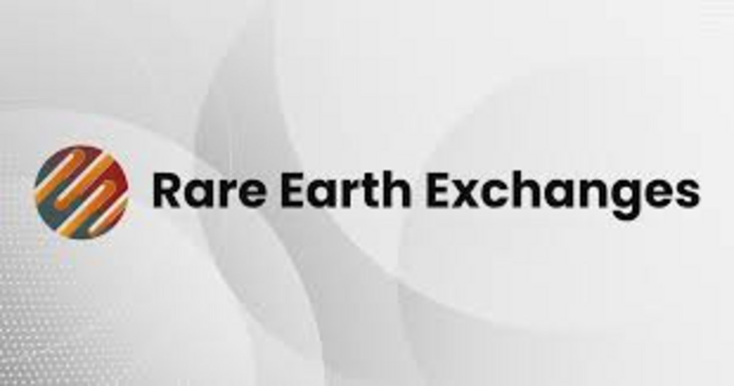 Rare Earth Exchanges company logo featuring a multicolored striped globe in red orange and teal beside bold black wordmark te