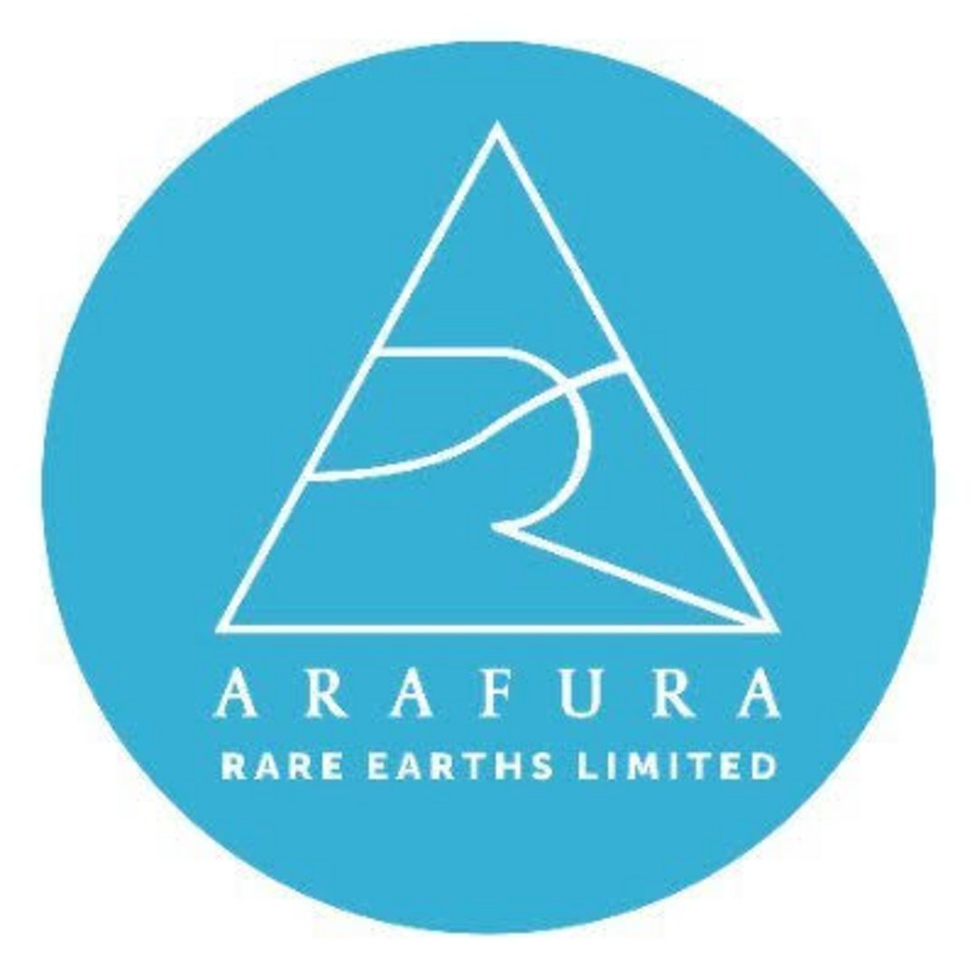 Arafura Rare Earths Limited corporate logo featuring white triangle with stylized AR monogram on cyan blue circular backgroun