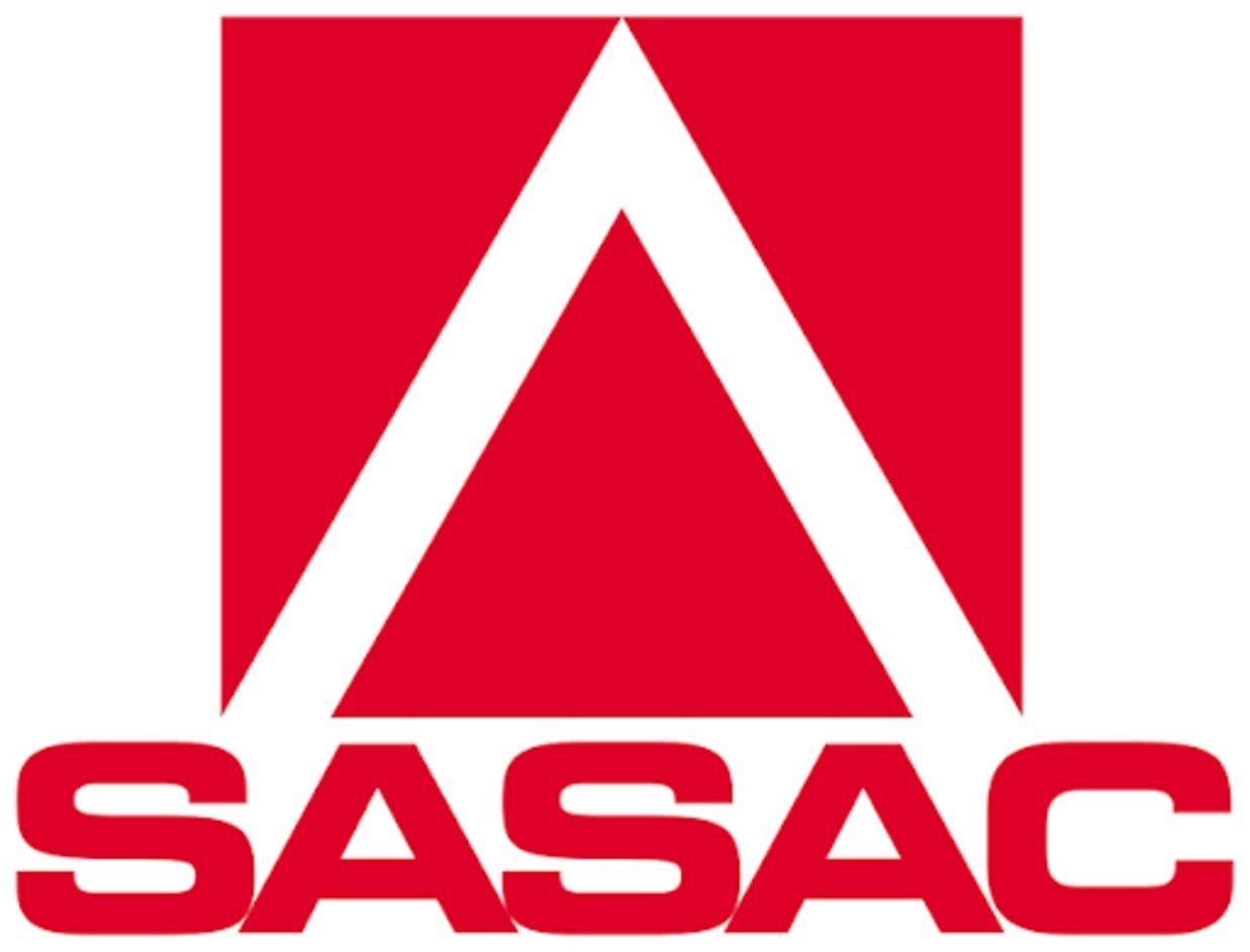SASAC official red logo with white outlined triangle inside red square above bold red SASAC lettering