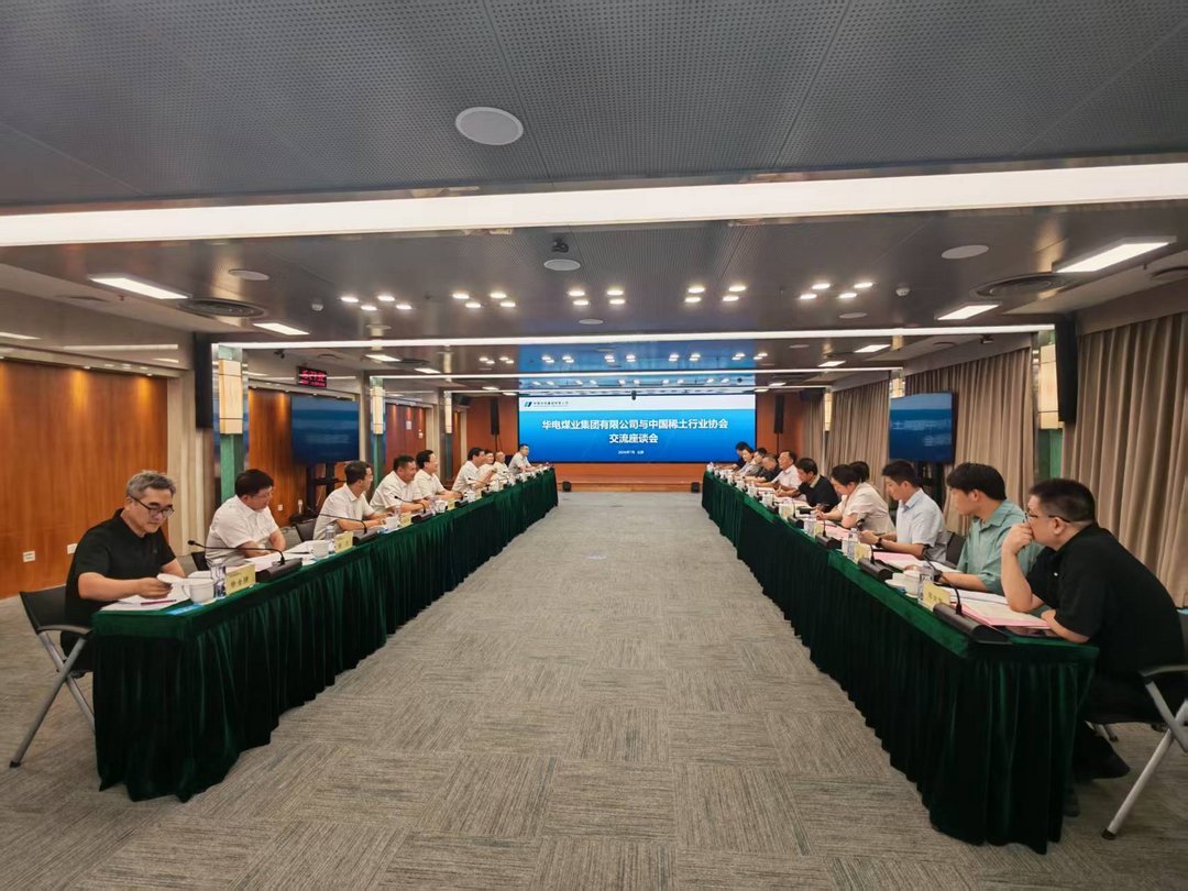 Executives from Huadian Coal Group and China Rare Earth Industry Association seated at green draped conference tables during