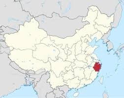 Map of China with Zhejiang Province marked in red along the East China Sea coast, bordered by Jiangsu, Anhui, Fujian, and Jia