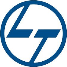 Larsen and Toubro L&T official corporate logo featuring bold white L and T letters inside a dark blue circle