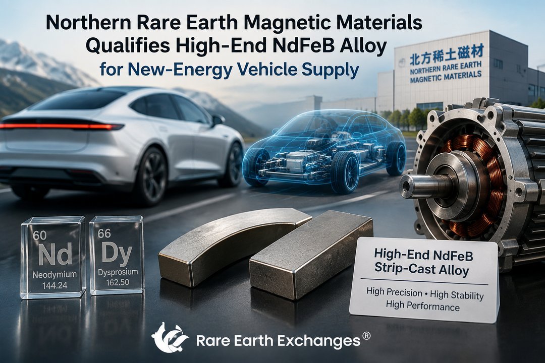 Northern Rare Earth Magnetic Materials NdFeB strip-cast alloy with Neodymium and Dysprosium elements for electric vehicle mot