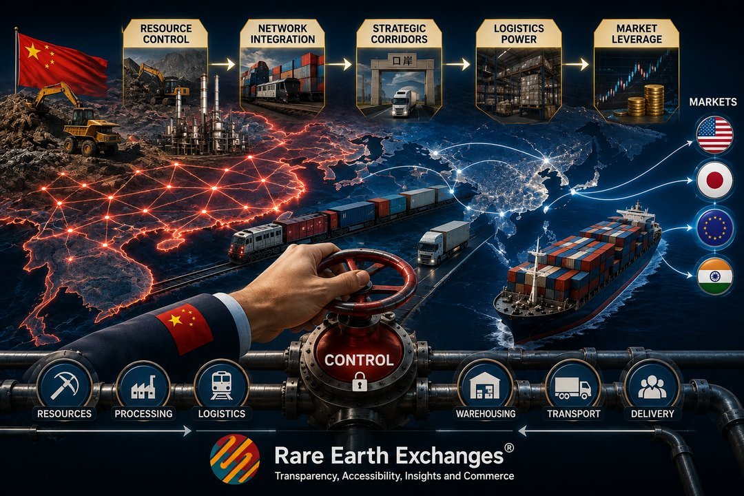 China's rare earth supply chain dominance: resource control through processing, logistics corridors, warehousing, and transpo